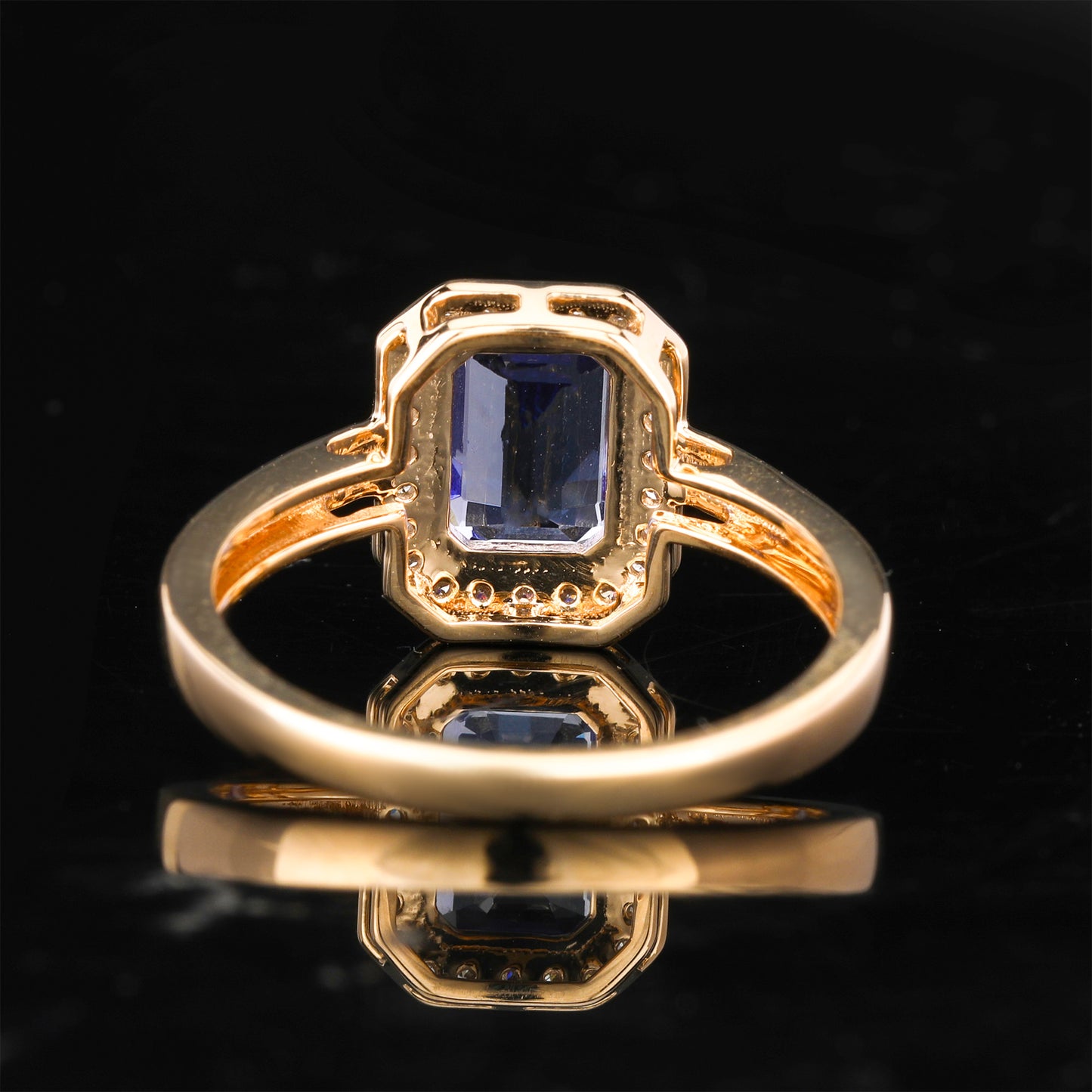 Natural Tanzanite Ring With Diamonds 1.64 Carats 9K Yellow Gold