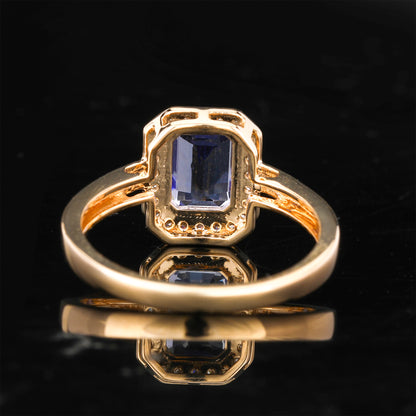 Natural Tanzanite Ring With Diamonds 1.64 Carats 9K Yellow Gold