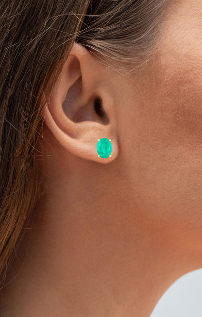 Zambian Emerald Earrings 2.38 Carats 10K Yellow Gold