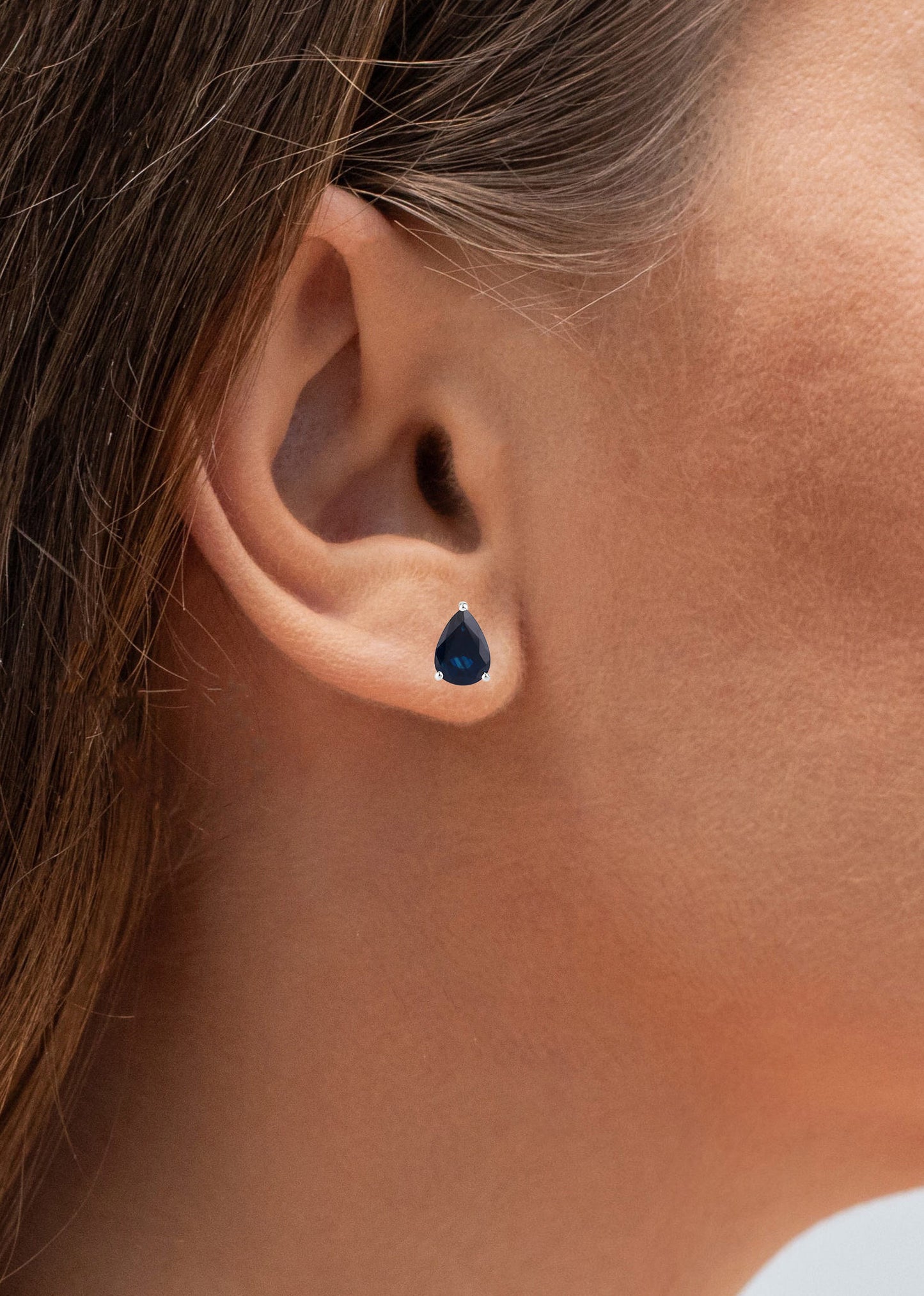 Blue Sapphire Stud Earrings 1.59 Carats 10K White Gold