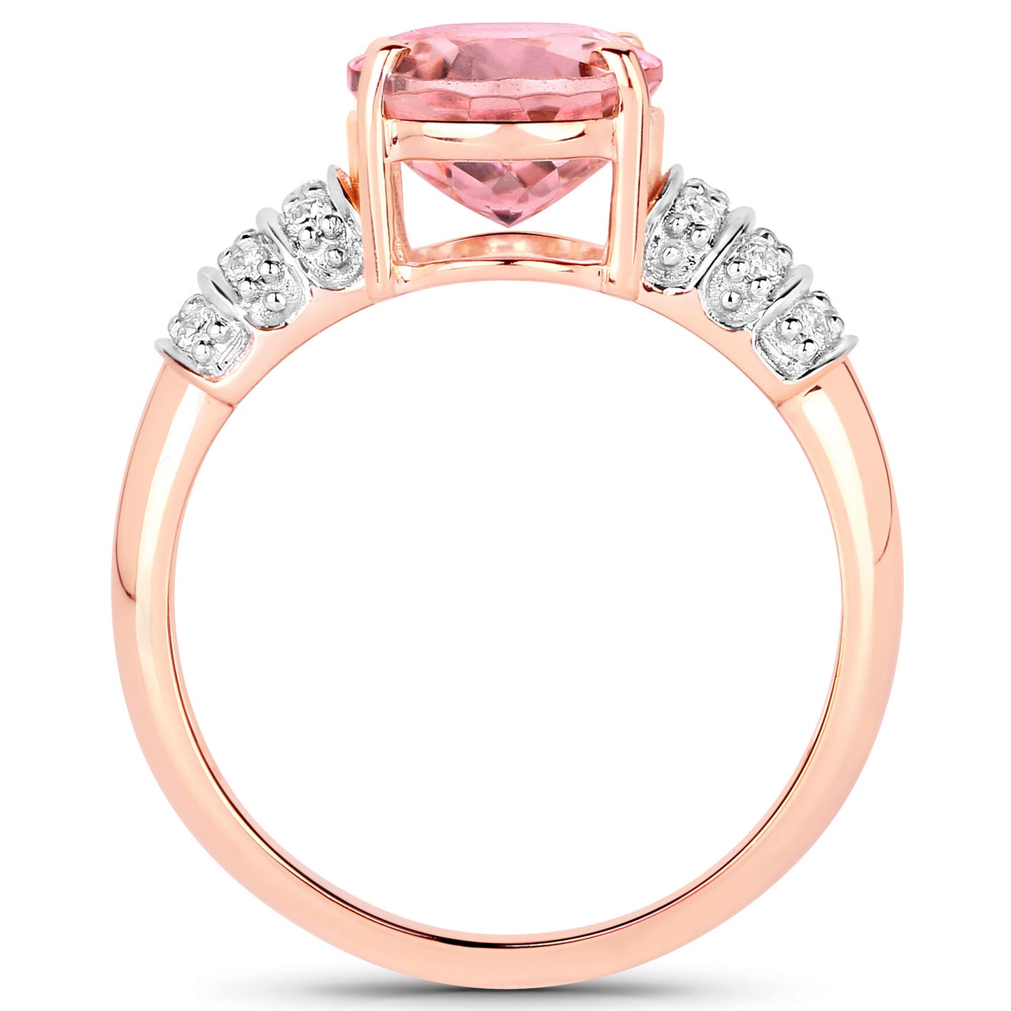 Natural Pink Tourmaline Ring With Diamonds 3.08 Carats 14K Rose Gold