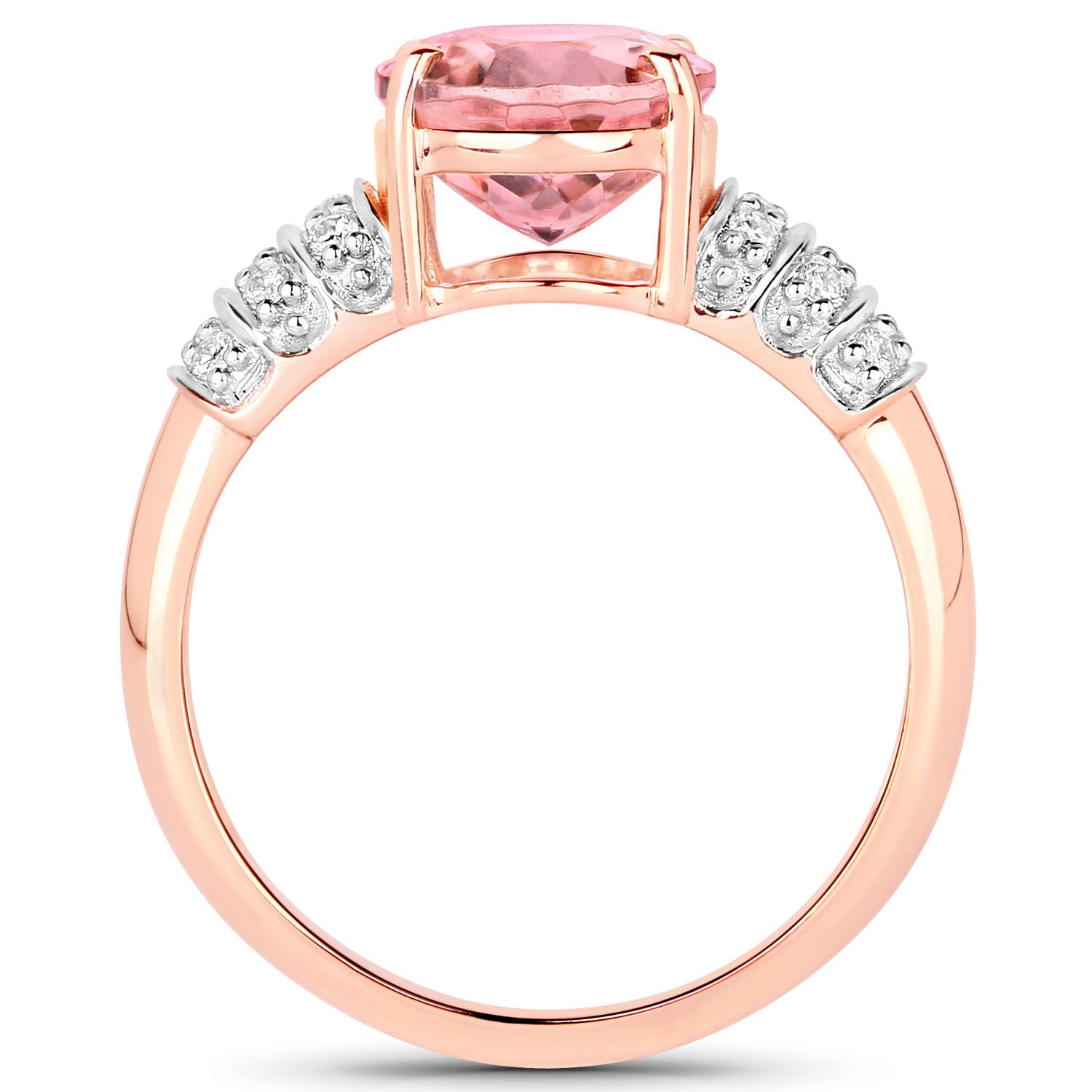 Natural Pink Tourmaline Ring With Diamonds 3.08 Carats 14K Rose Gold