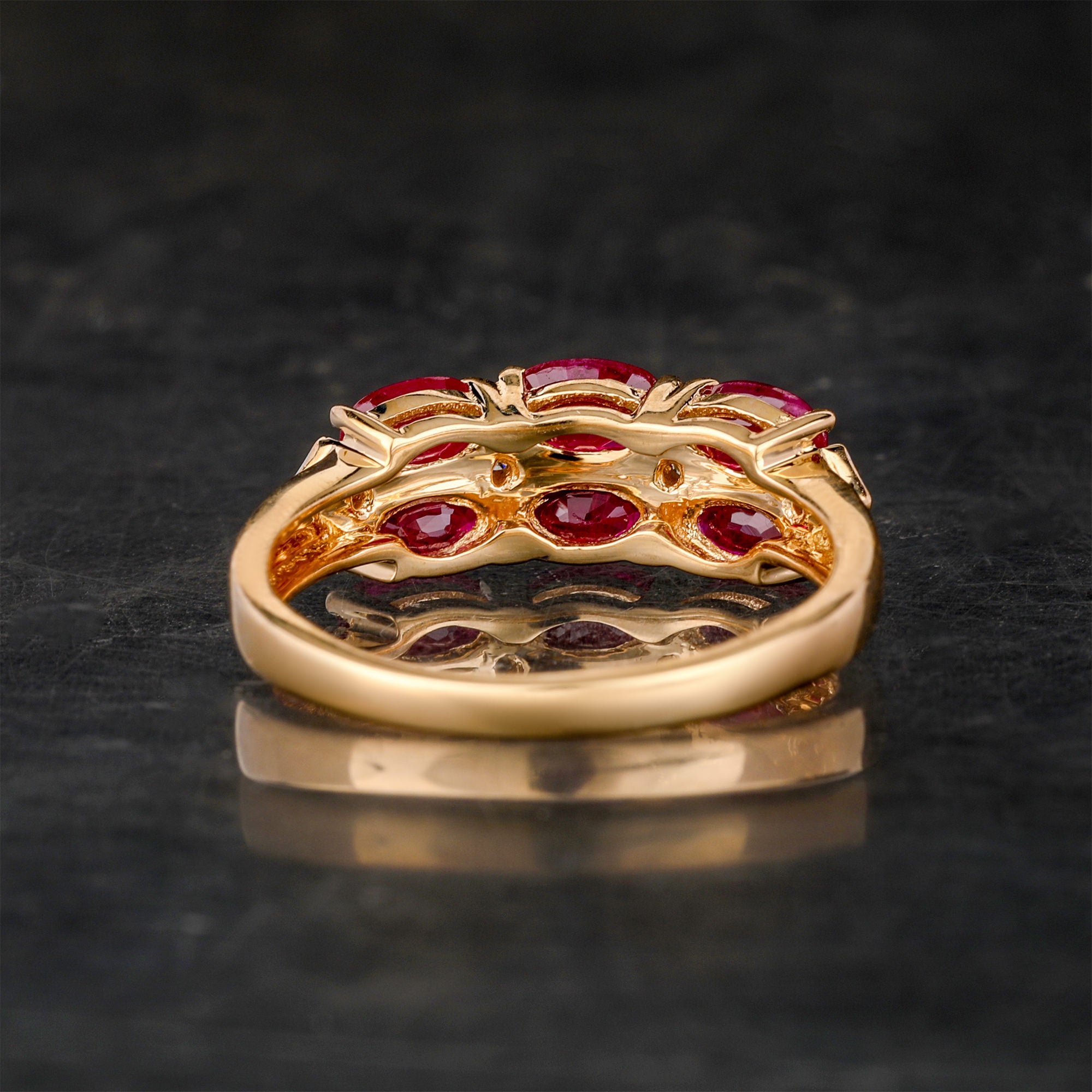 Natural Burma Ruby Ring With Diamonds 1.66 Carats 9K Yellow Gold