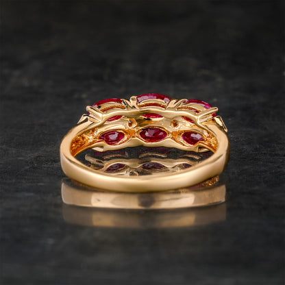Natural Burma Ruby Ring With Diamonds 1.66 Carats 9K Yellow Gold
