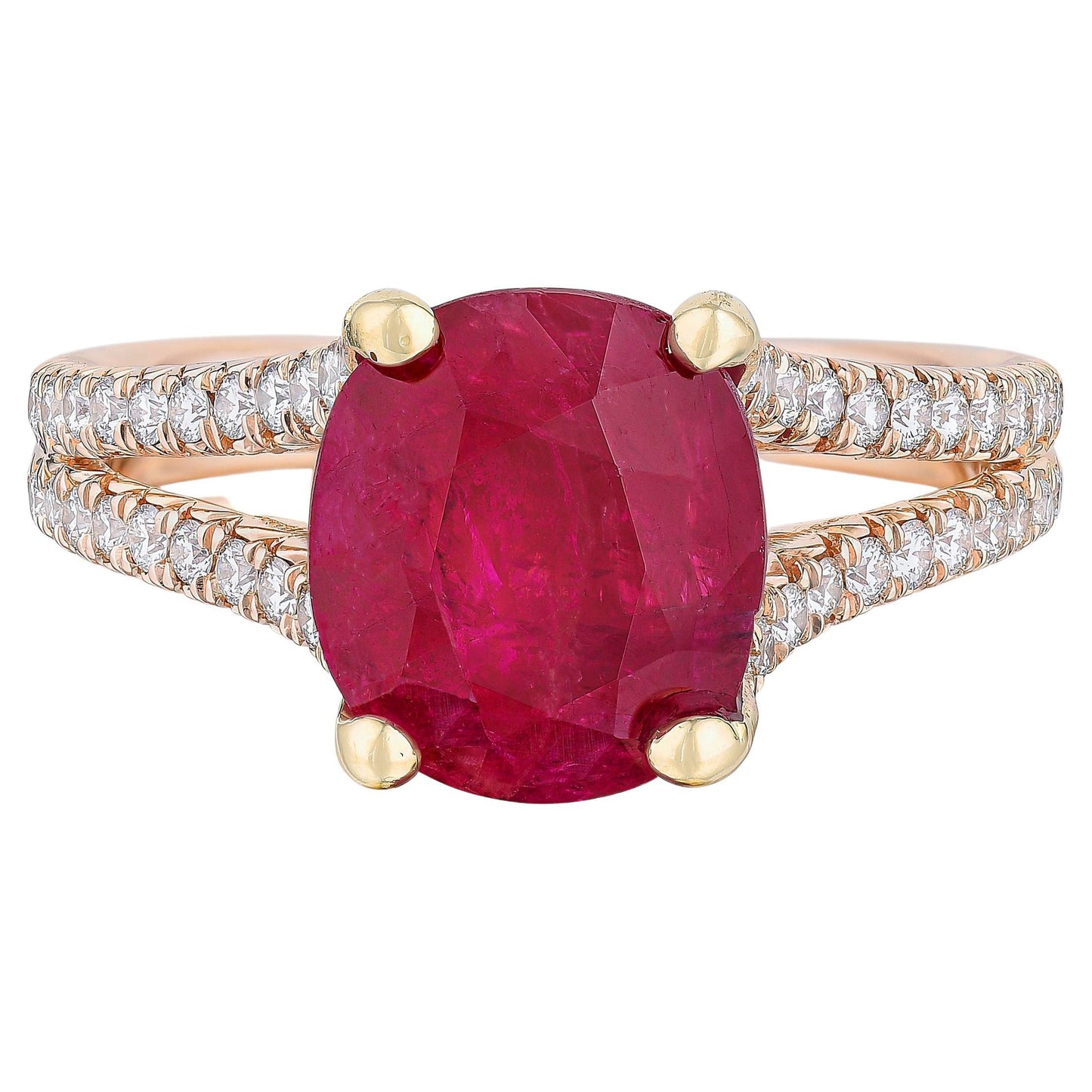 GIA Certified Burma Unheated Ruby and Fancy Yellow Diamond Eternity Ring Set