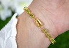 Peridot Tennis Bracelet 9.02 Carats Gold Plated Silver