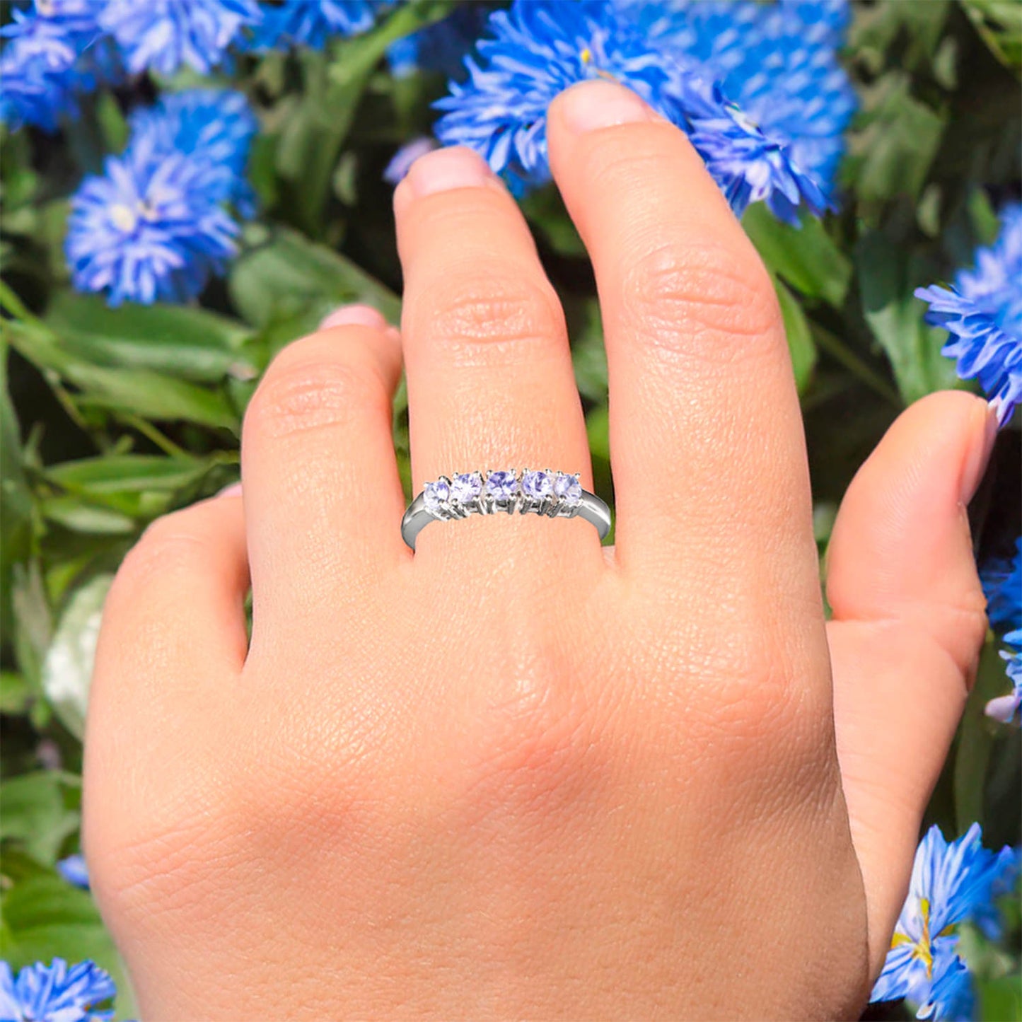 Natural Tanzanite Ring 0.35 Carats Sterling Silver