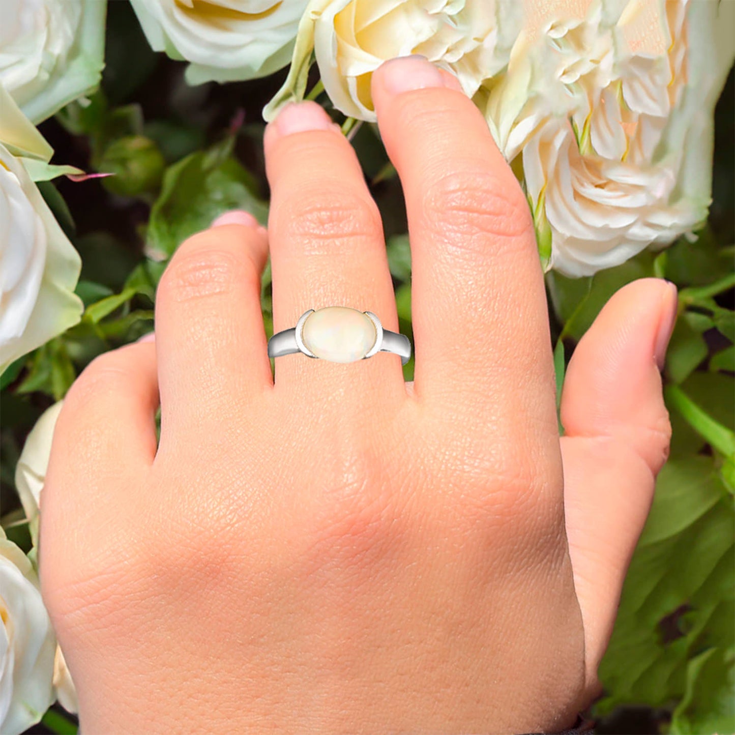 Natural Ethiopian Opal Ring 1.69 Carats Sterling Silver