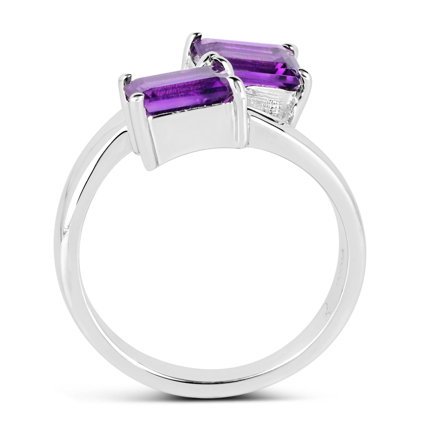 Amethyst Bypass Ring 1.88 Carats Sterling Silver