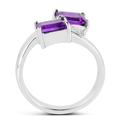 Amethyst Bypass Ring 1.88 Carats Sterling Silver
