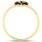 Blue Sapphire Ring With Diamonds 0.42 Carats 10K Yellow Gold