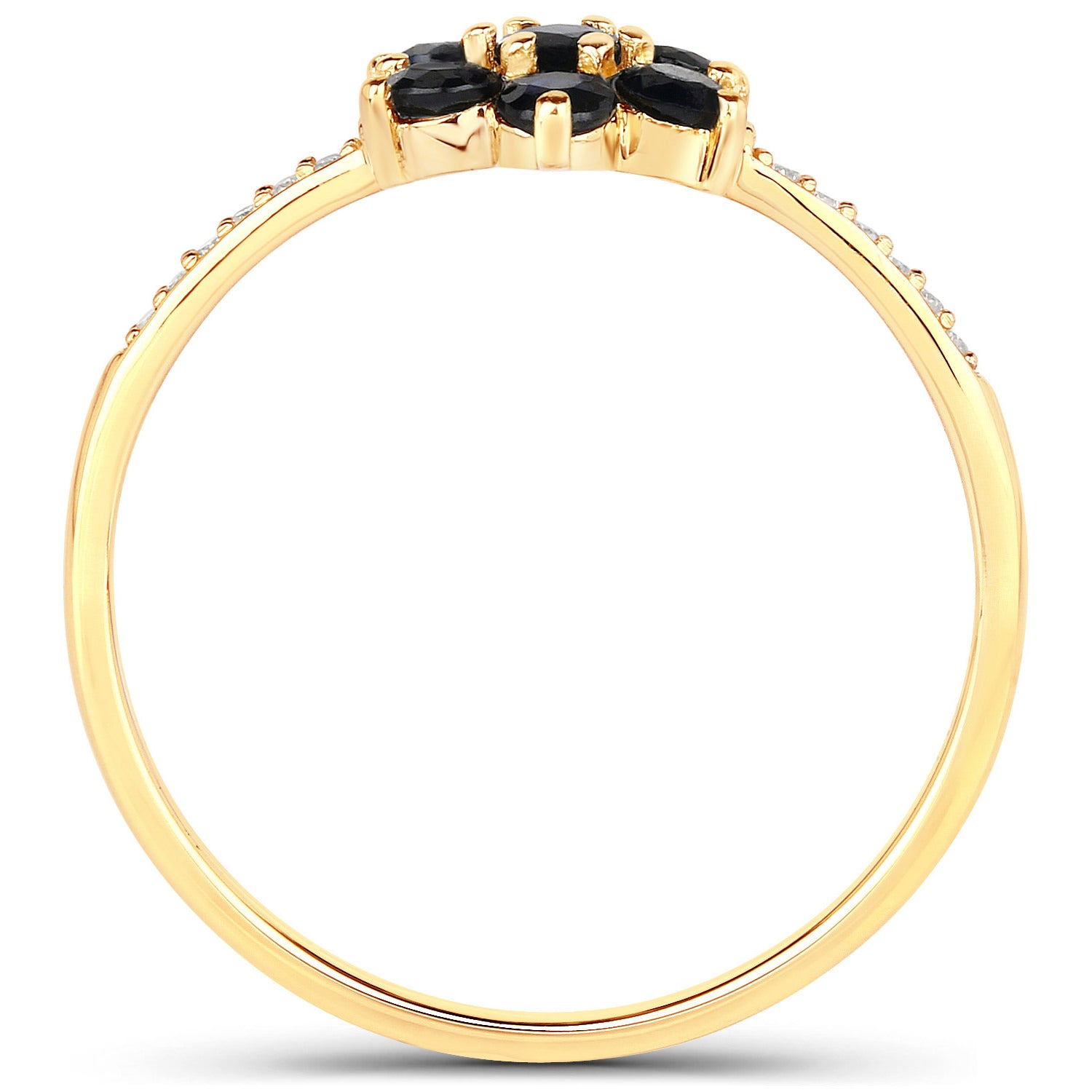 Blue Sapphire Ring With Diamonds 0.42 Carats 10K Yellow Gold