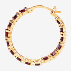 Garnet Hoop Earrings 5.98 Carats Gold Plated Silver