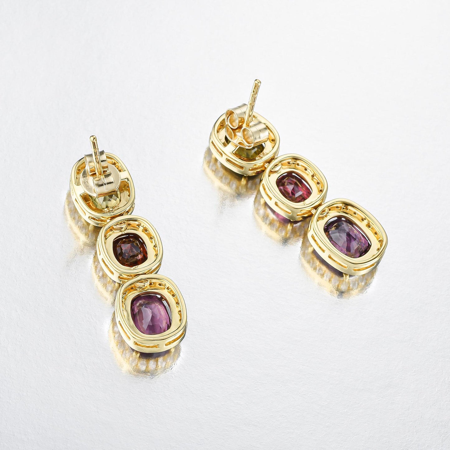 Rare Natural Multicolored Spinel Earrings Diamond Halo 8.50 Carats 18K Gold