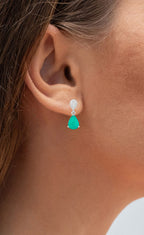 Zambian Emerald Dangle Earrings Diamonds 2.26 Carats 10K White Gold