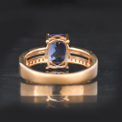 Natural Tanzanite Ring With Diamonds 1.99 Carats 9K Yellow Gold