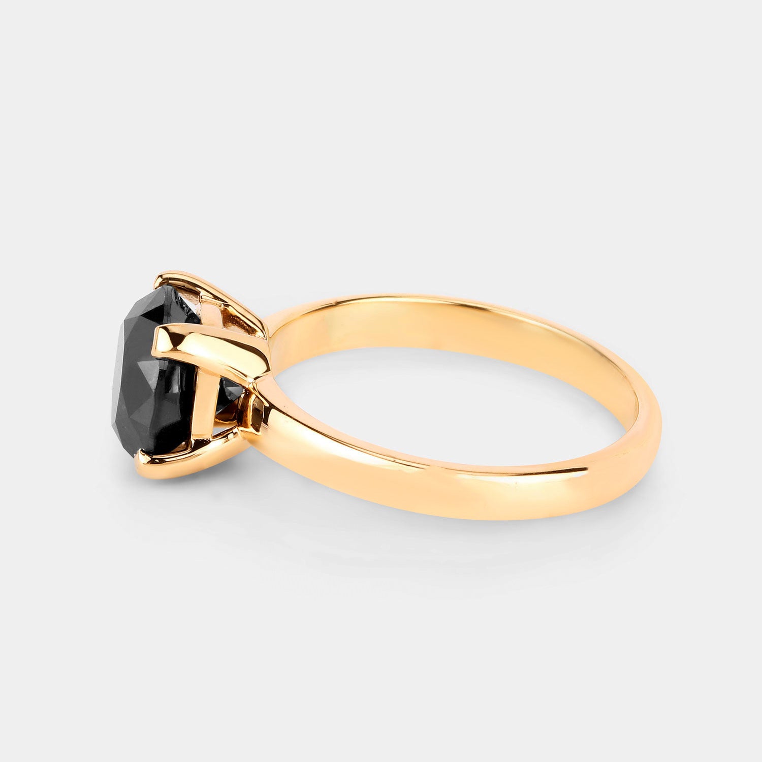 Black Diamond Ring 2.98 Carats 14K Yellow Gold
