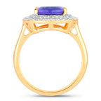 Natural Tanzanite Ring With Diamonds 4.8 Carats 14K Yellow Gold