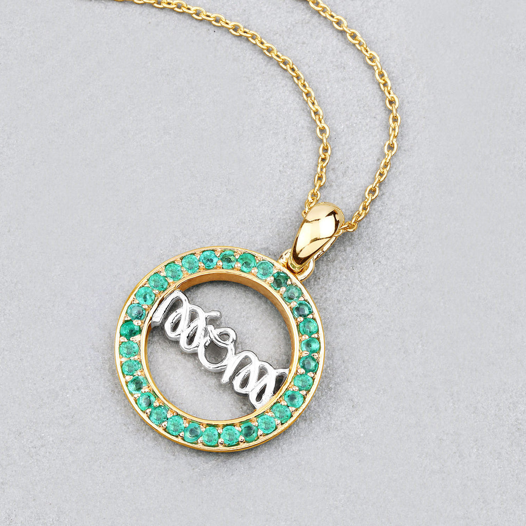 Emerald Mom Pendant 0.52 Carats Gold Plated Silver
