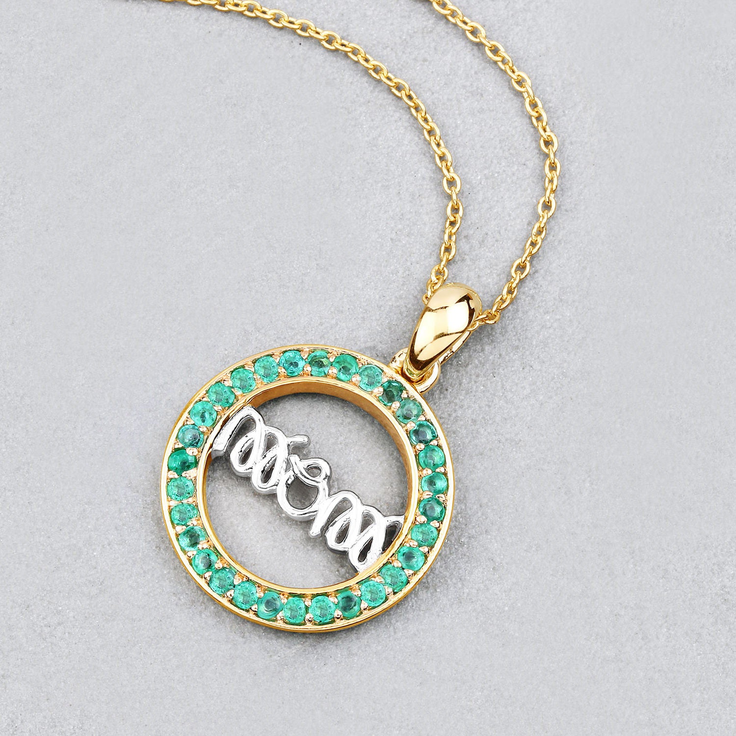 Emerald Mom Pendant 0.52 Carats Gold Plated Silver