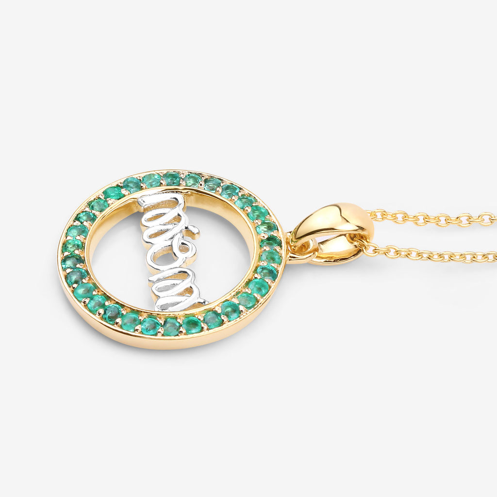 Emerald Mom Pendant 0.52 Carats Gold Plated Silver