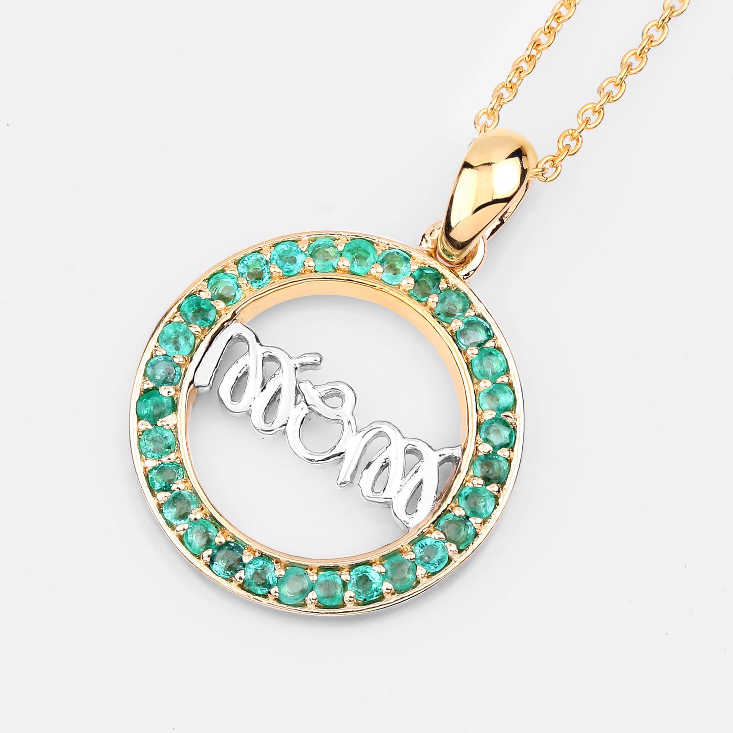 Emerald Mom Pendant 0.52 Carats Gold Plated Silver