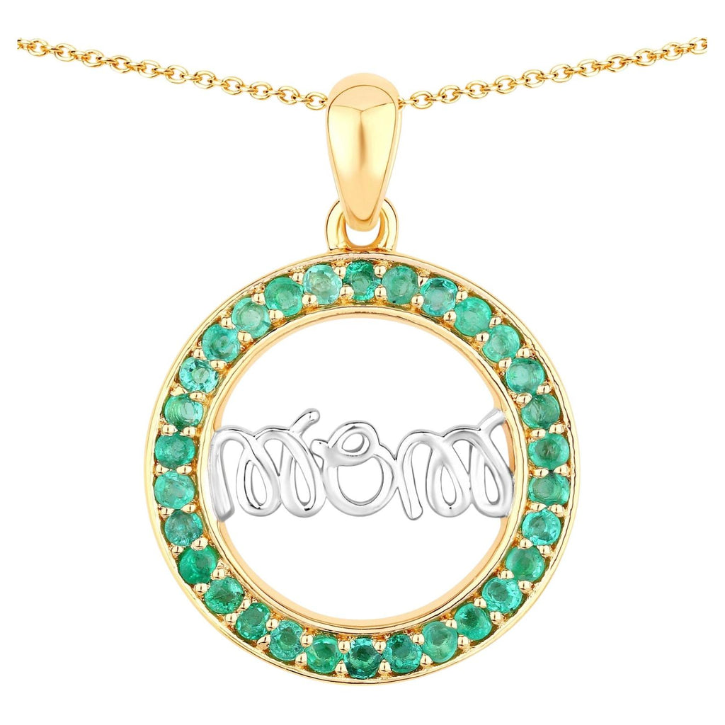 Emerald Mom Pendant 0.52 Carats Gold Plated Silver
