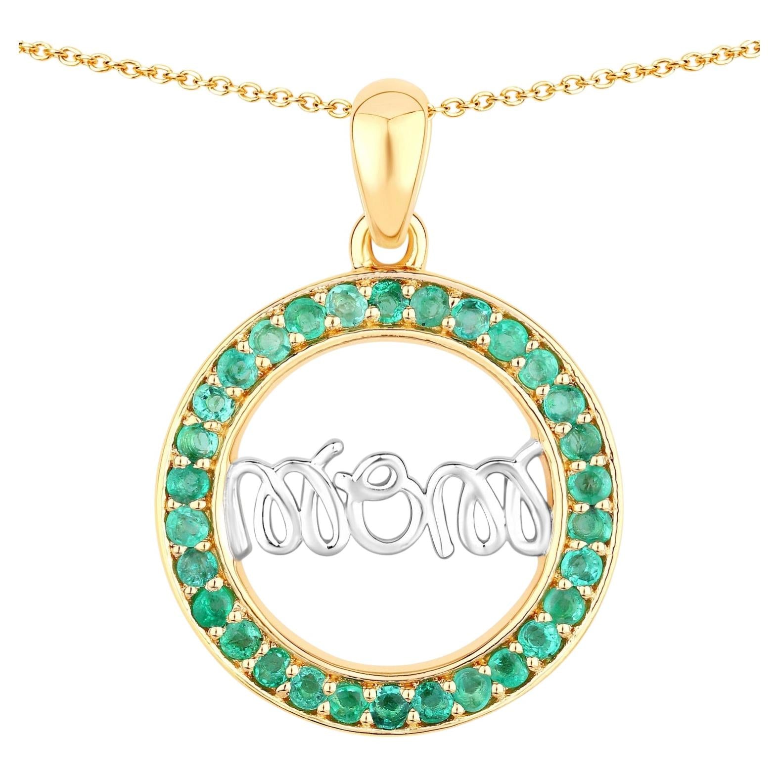 Emerald Mom Pendant 0.52 Carats Gold Plated Silver
