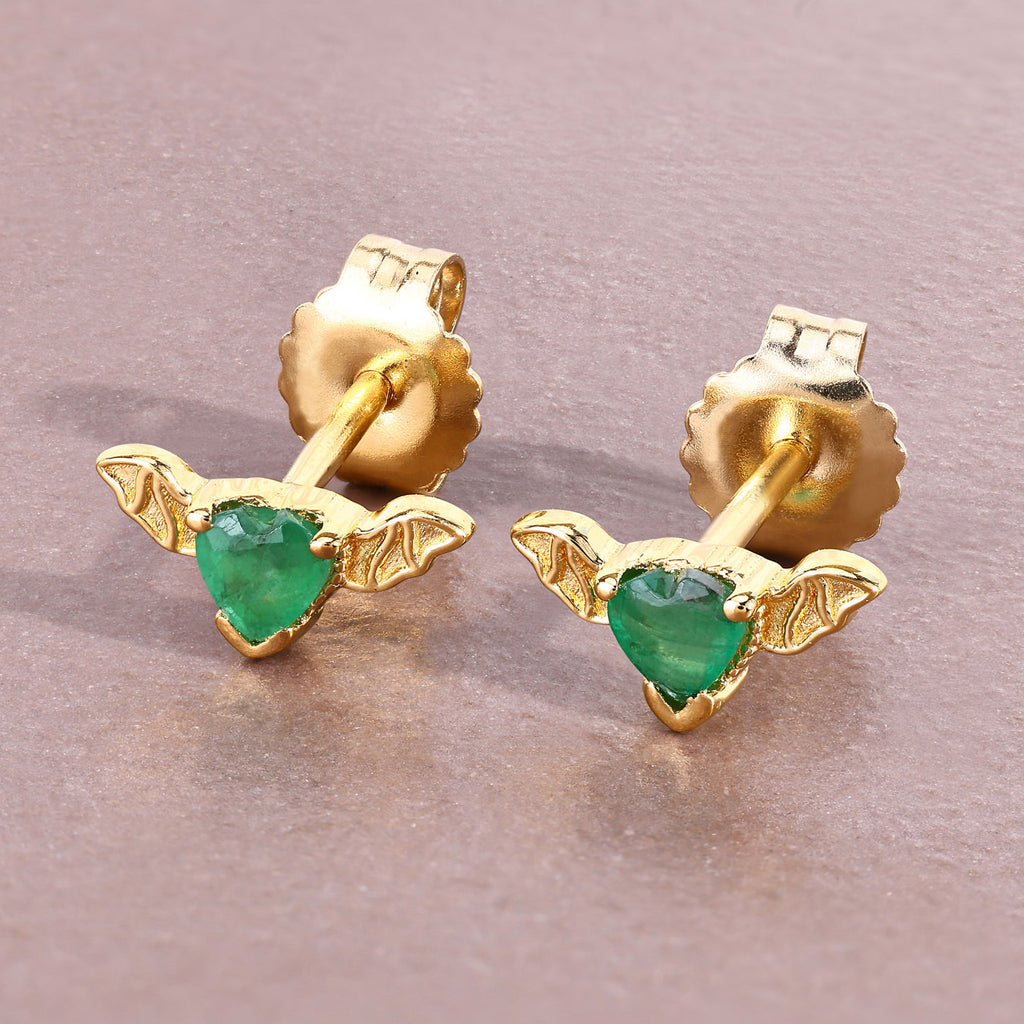 Emerald Bat Stud Earrings image 3