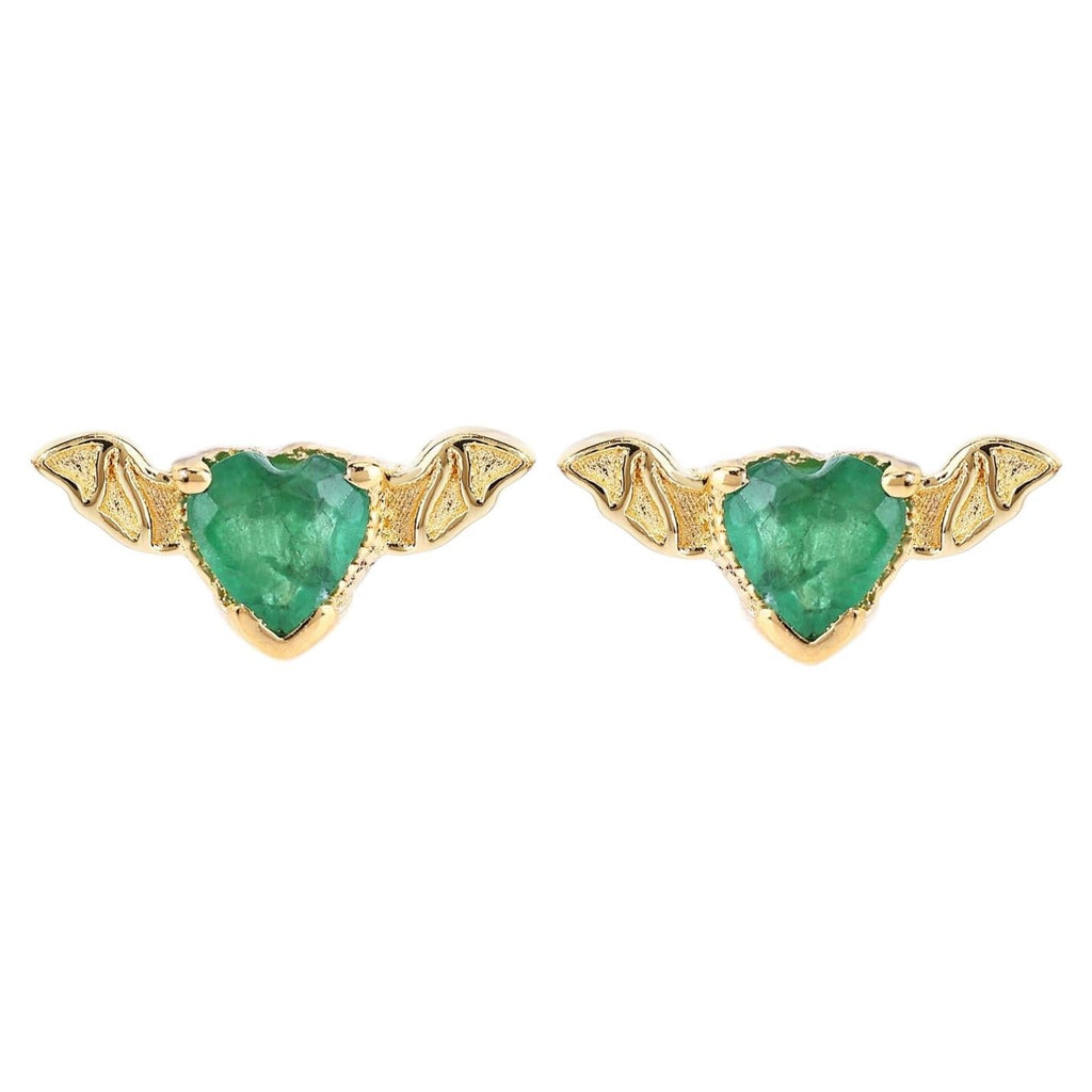 Emerald Bat Stud Earrings image 1
