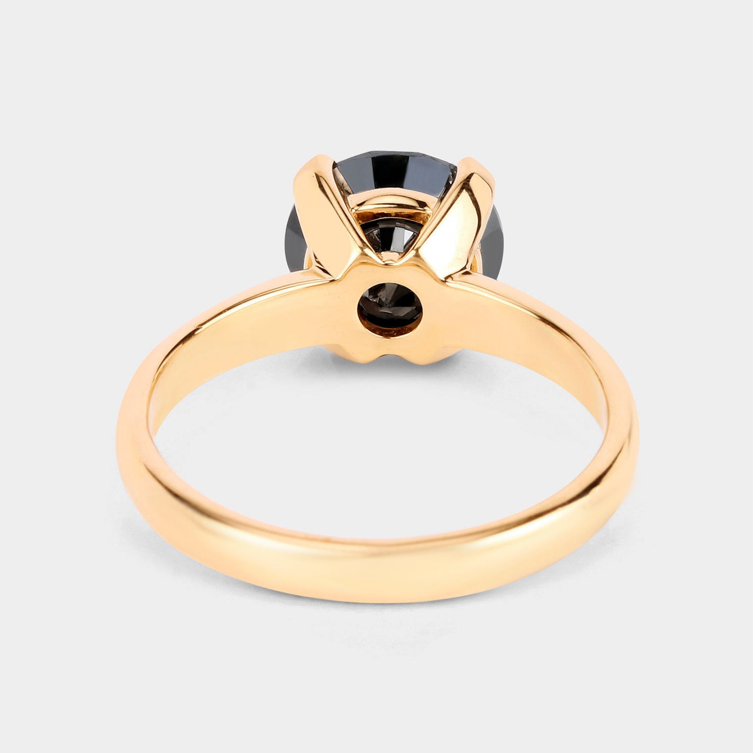 Black Diamond Ring 2.98 Carats 14K Yellow Gold
