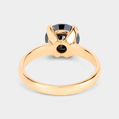 Black Diamond Ring 2.98 Carats 14K Yellow Gold