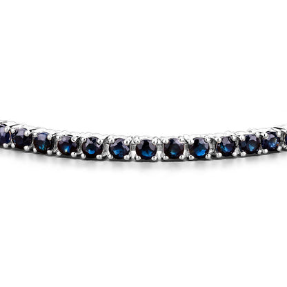 Natural Blue Sapphire Tennis Bracelet 8.34 Carats Sterling Silver