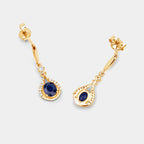 Natural Sapphire Earrings With Diamonds 0.82 Carats 14K Yellow Gold