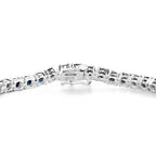 Natural Blue Sapphire Tennis Bracelet 8.34 Carats Sterling Silver