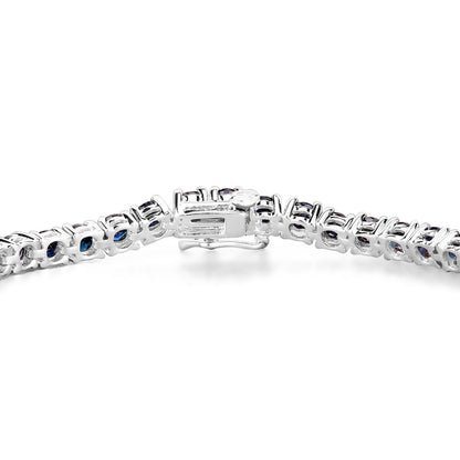 Natural Blue Sapphire Tennis Bracelet 8.34 Carats Sterling Silver
