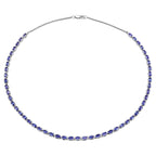Tanzanite Tennis Necklace 10 Carats Sterling Silver