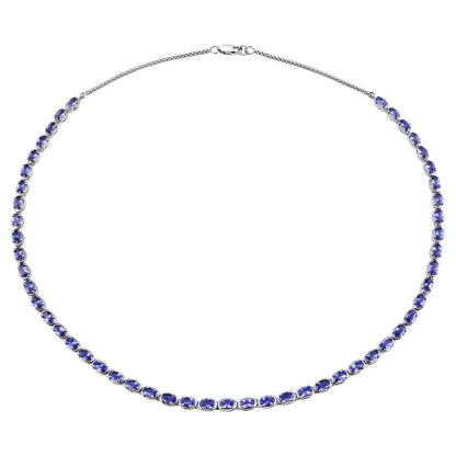 Tanzanite Tennis Necklace 10 Carats Sterling Silver