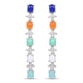 Natural 4.50 Carats Multicolor Gemstone Dangle Earrings