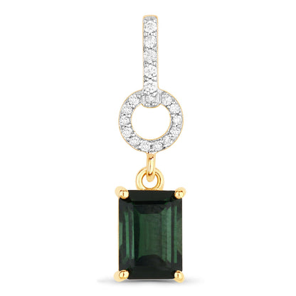 Natural Green Tourmaline and Diamond Dangle Earrings 2.30 Carats 14K Yellow Gold