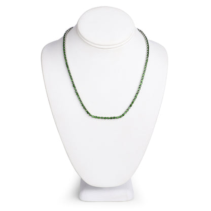 Natural Green Chrome Diopside Tennis Necklace 19 Carats Sterling Silver