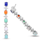 Natural 4.50 Carats Multicolor Gemstone Dangle Earrings