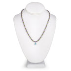 Natural Blue Topaz Amethyst and Peridot Eternity Necklace 32 Carats Silver