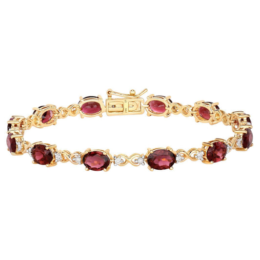 Natural Pink Tourmaline and Diamond Tennis Bracelet 8.75 Carats 14K Yellow Gold