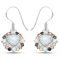 Natural Ethiopian Opal Dangle Earrings Set With Multicolored Sapphires