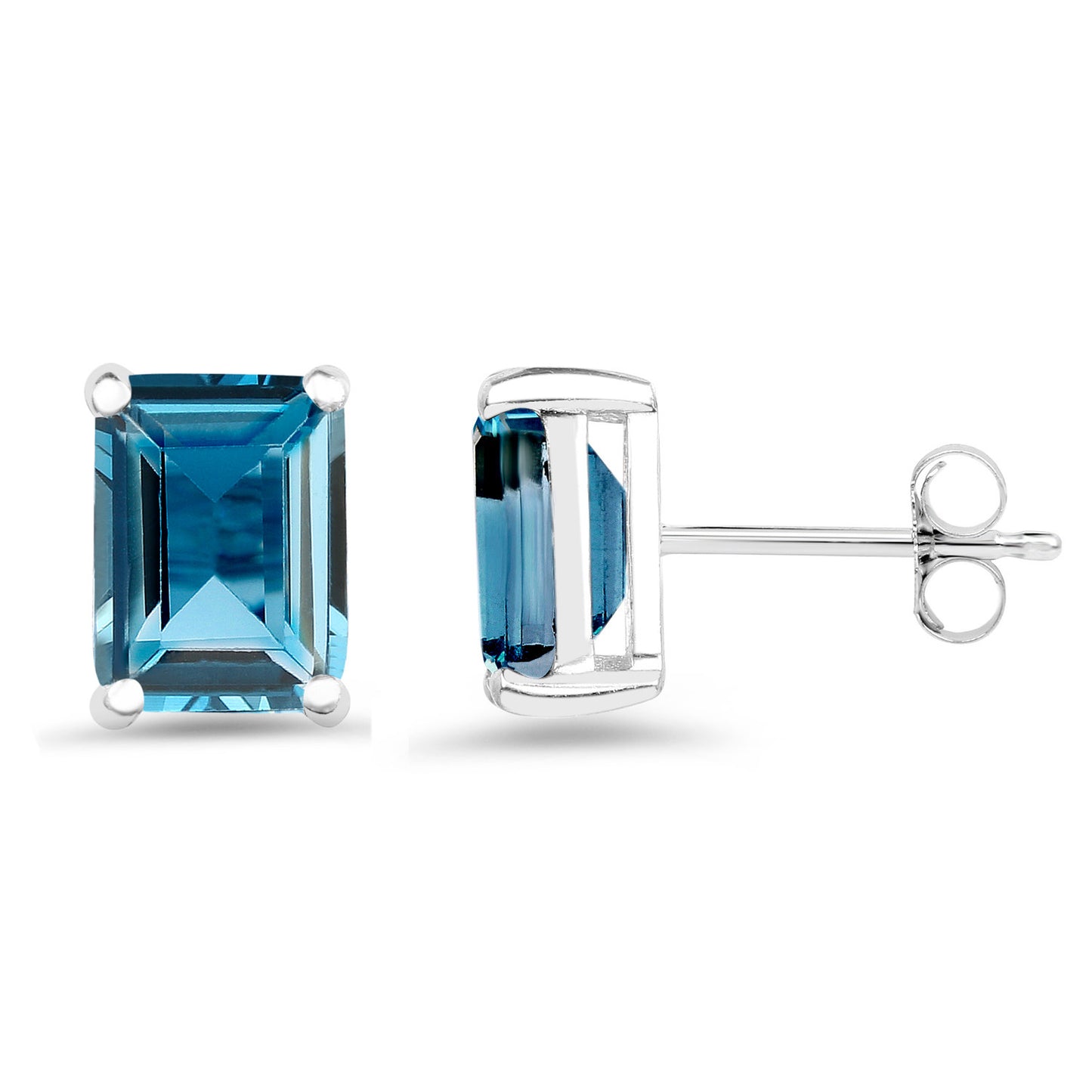 London Blue Topaz Stud Earrings 3.88 Carats