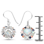 Natural Ethiopian Opal Dangle Earrings Set With Multicolored Sapphires