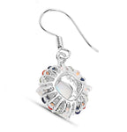 Natural Ethiopian Opal Dangle Earrings Set With Multicolored Sapphires