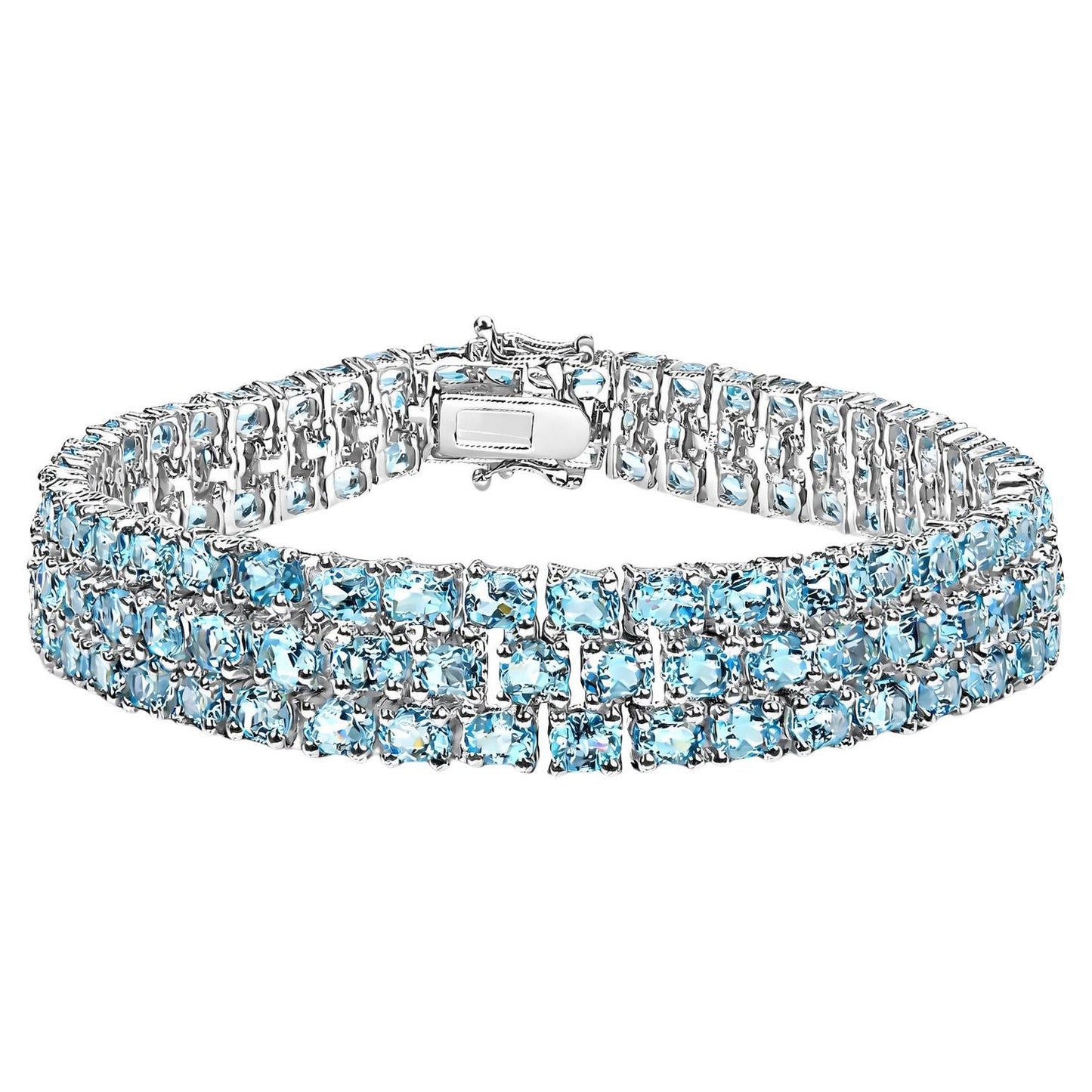 Blue Topaz Bracelet 26.1 Carats Sterling Silver