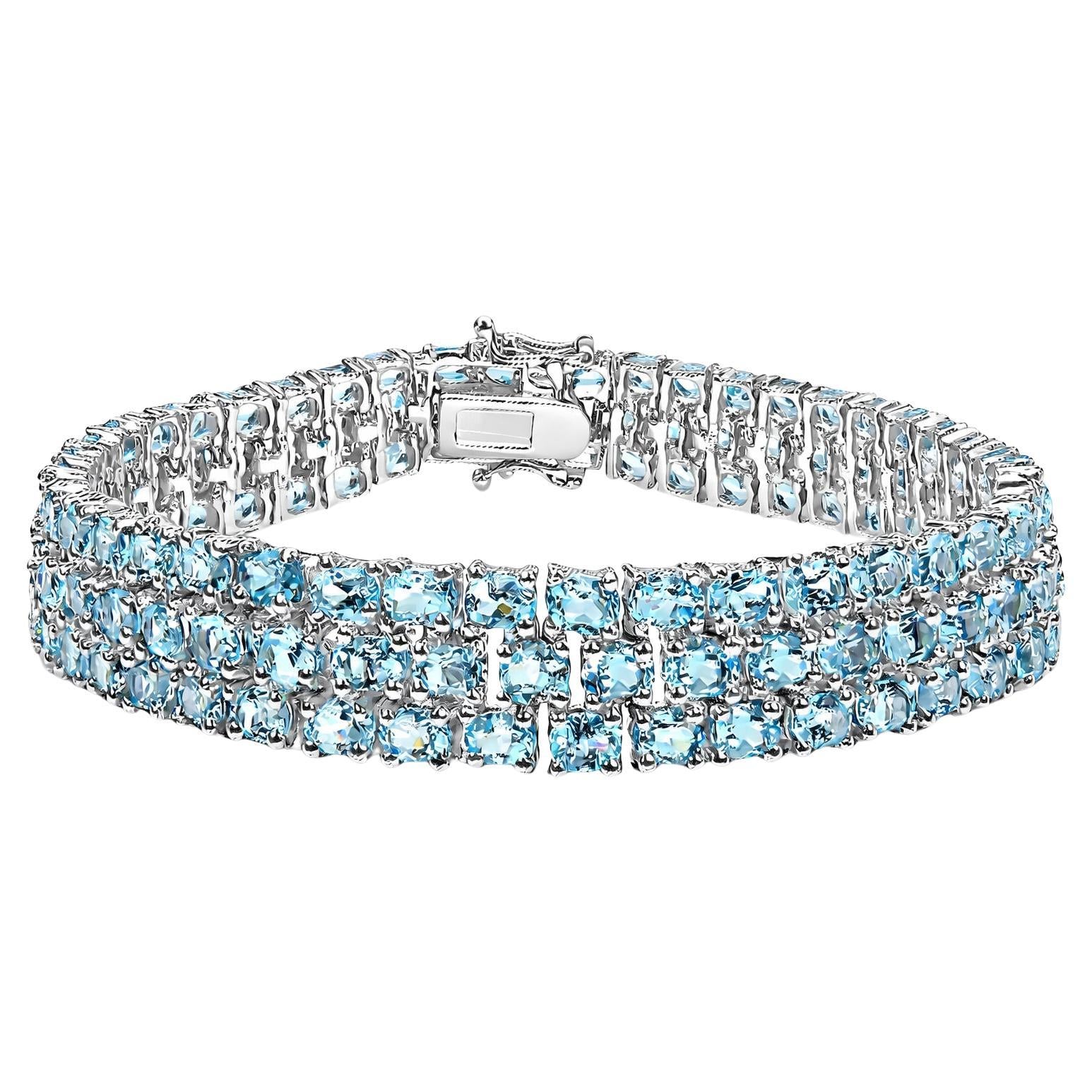 Blue Topaz Bracelet 26.1 Carats Sterling Silver